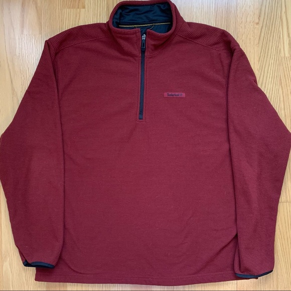 Timberland Maroon Fleece Quarter Zip Pullover XXL - Picture 1 of 5